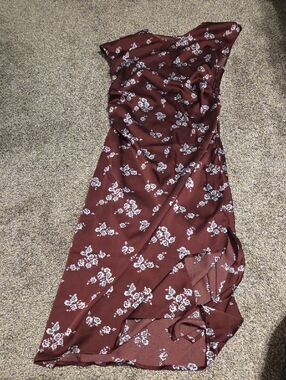 a new day One-Shoulder Floral Slip Dress - Burgundy & White